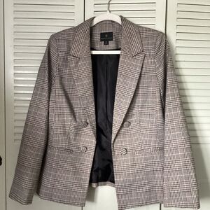 WORTHINGTON  Women's Plaid Blazer Pockets Faux Buttondown SIZE M